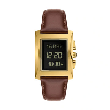 AL FAJR DIGITAL LEATHER STRAP WATCH
