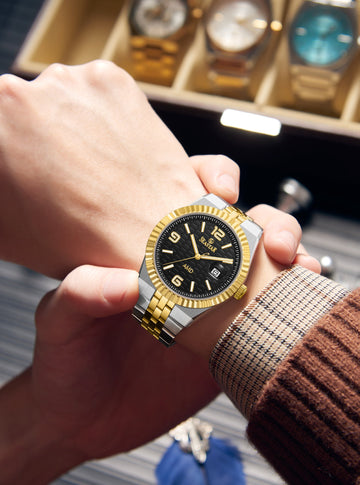 Seastar 2474M Luxury Stainless Steel Circular Texture Men's Watch