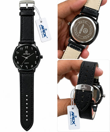 APEX Classic Men’s Leather Strap Quartz Watch – Multiple Colors