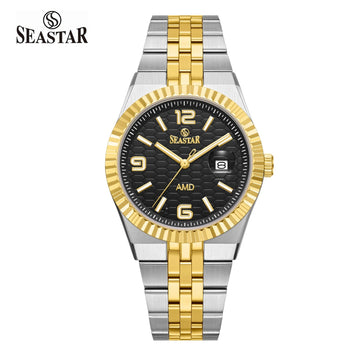 Seastar 2474M Men's Luxury Stainless Steel Watch – Circular Textured Dial | Office & Formal