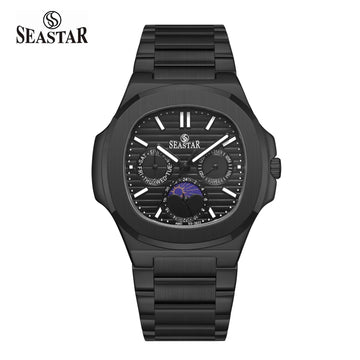 Seastar SS-2622M – Men’s Analog Stainless Steel Chain Watch with Moonphase Dial
